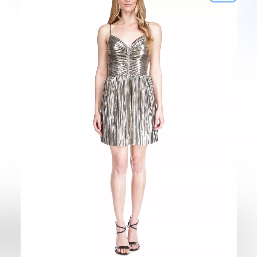 MICHAEL Michael Kos Women's Pleated Lamé Bustier Dress